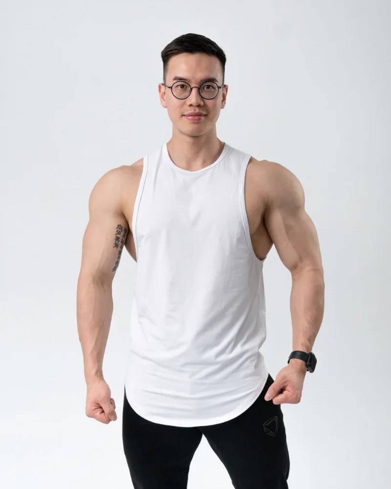 Mens Summer Cotton Workout Casual Tank Top Sleeveless Sportswear Shirt Gym Clothing Bodybuilding Undershirt Fitness Running Vest