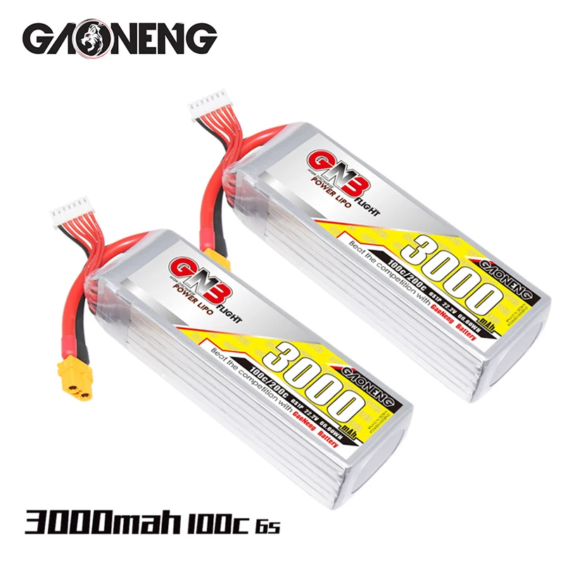 2Pcs GNB 6S 22.2V 3000mAh 100C/200C Lipo Battery With T/XT60/T90 Plug For Car Boat RC FPV Drone Quadcopter Helicopter Airplane