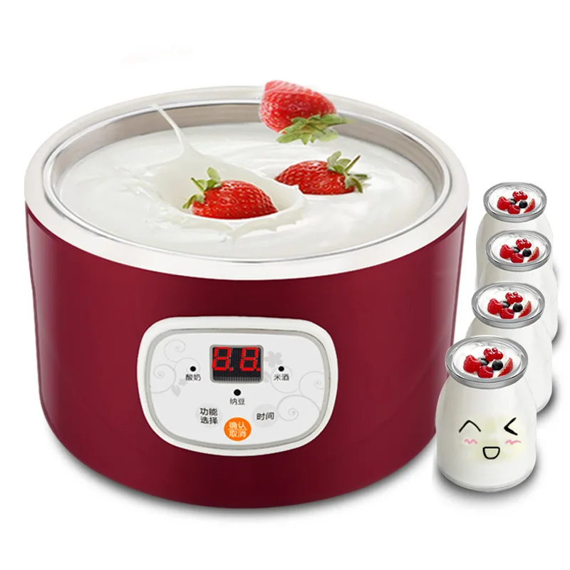 1L Electric Yogurt Maker Machine Constant Temperature Kitchen Tools Automatic Rice Wine Natto Machine Stainless Steel Liner 220V