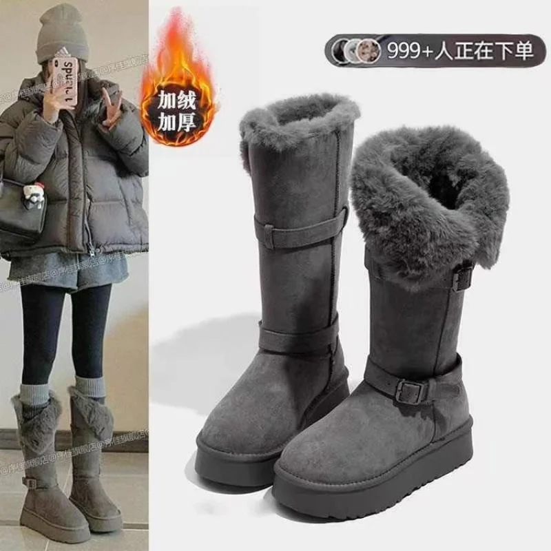

Women's Height-Increasing Shoes Two-Way Snow Boots2025New Autumn and Winter Thick-Soled Long Boots Warm Snow Cotton
