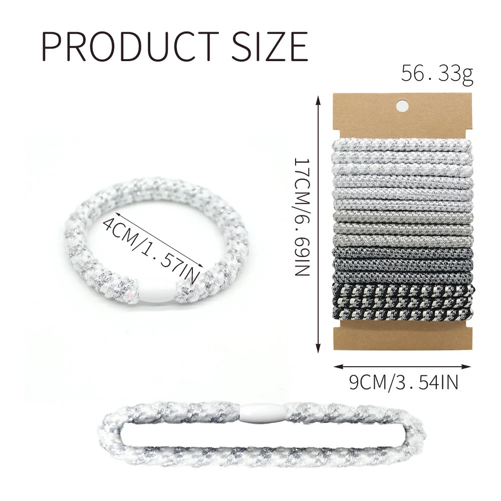 Lazos para el cabello bohemios, 15 Uds., conjunto de tarjetados, elásticos de hilo bordado, marrón, negro, blanco, rojo, rosa, sin daños