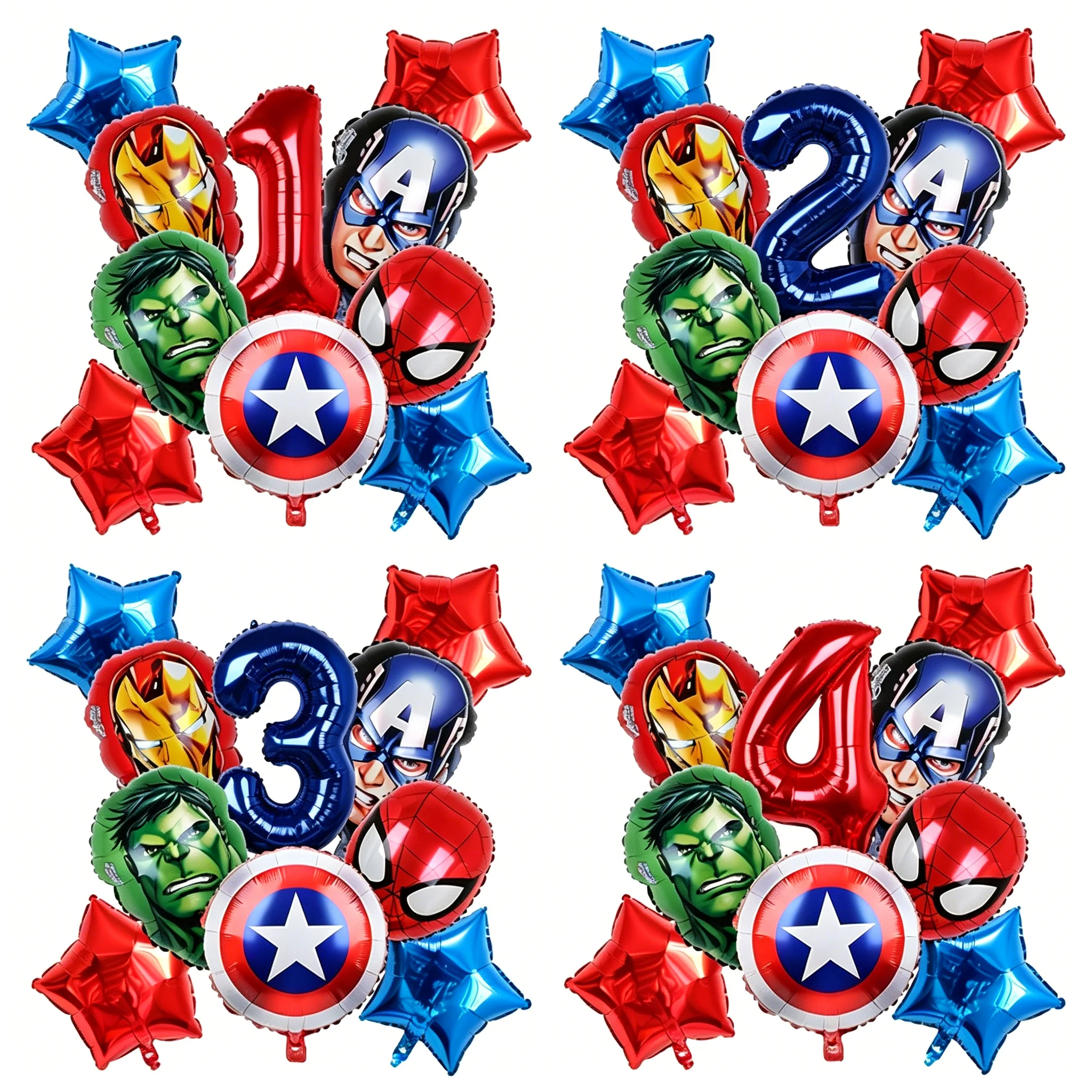 Ensemble de ballons d'anniversaire Super-héros Avengers, Spider-Man, Iron Man, Hulk, ballons en feuille avec chiffres, décoration de fête d'anniversaire pour garçons, cadeaux pour enfants