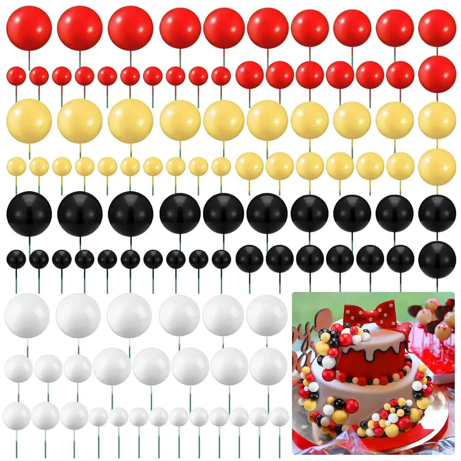 108-teilige Kugeln, Kuchendeckel, Luftballons, Cupcake-Topper, DIY-Luftballons, Cupcake-Topper für Hochzeit, Weihnachten, Jahrestag, Geburtstag – Detail 6