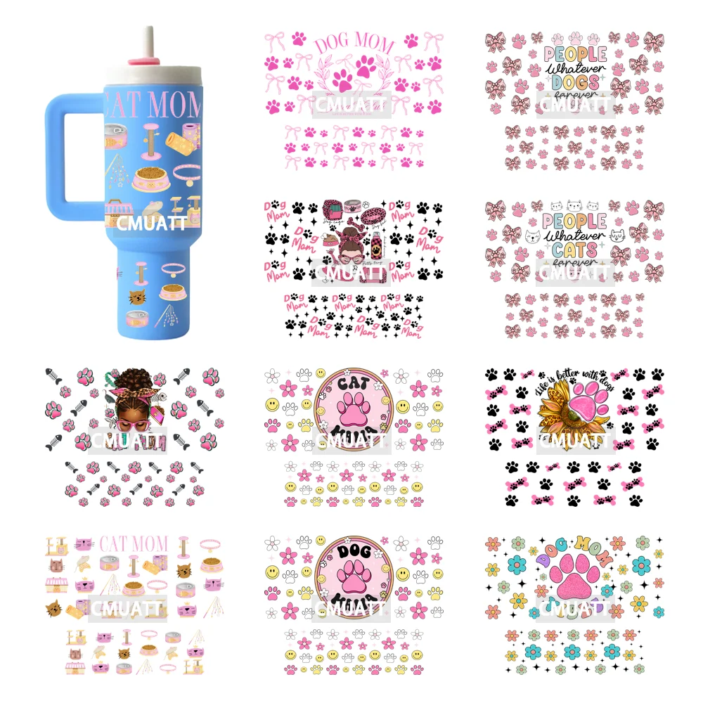 Coquette القوس كلب القط أمي الحيوانات UV DTF بهلوان صغير المفاتيح يلتف على استعداد لتطبيق ملصقات نقل يطبع ملصق مضاد للماء