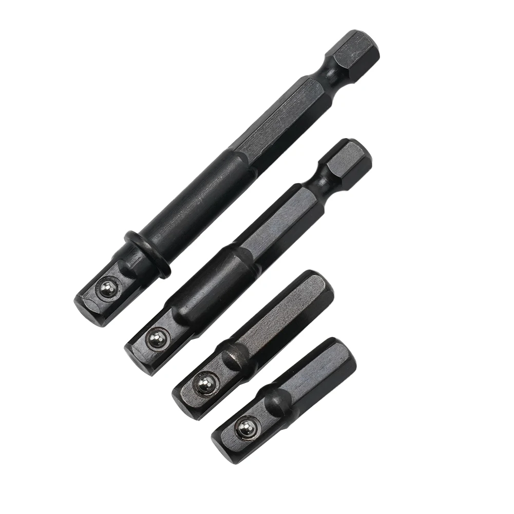 1/4pcs Socket Adapter 1/4\" Drill Socket Adapter For Impact Driver Hex Shank To Square Socket Extension Converter Socket Wrench