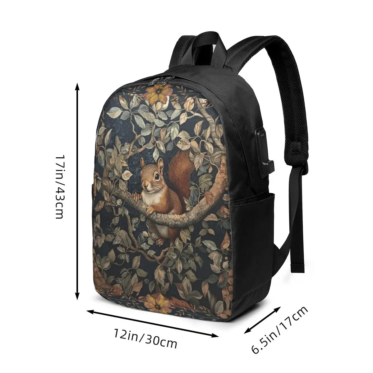 Adorable Squirrel And Birds Among Flowers Backpack Travel Notebook Bag Computer College Student School Bag Laptop Shoulder Bags
