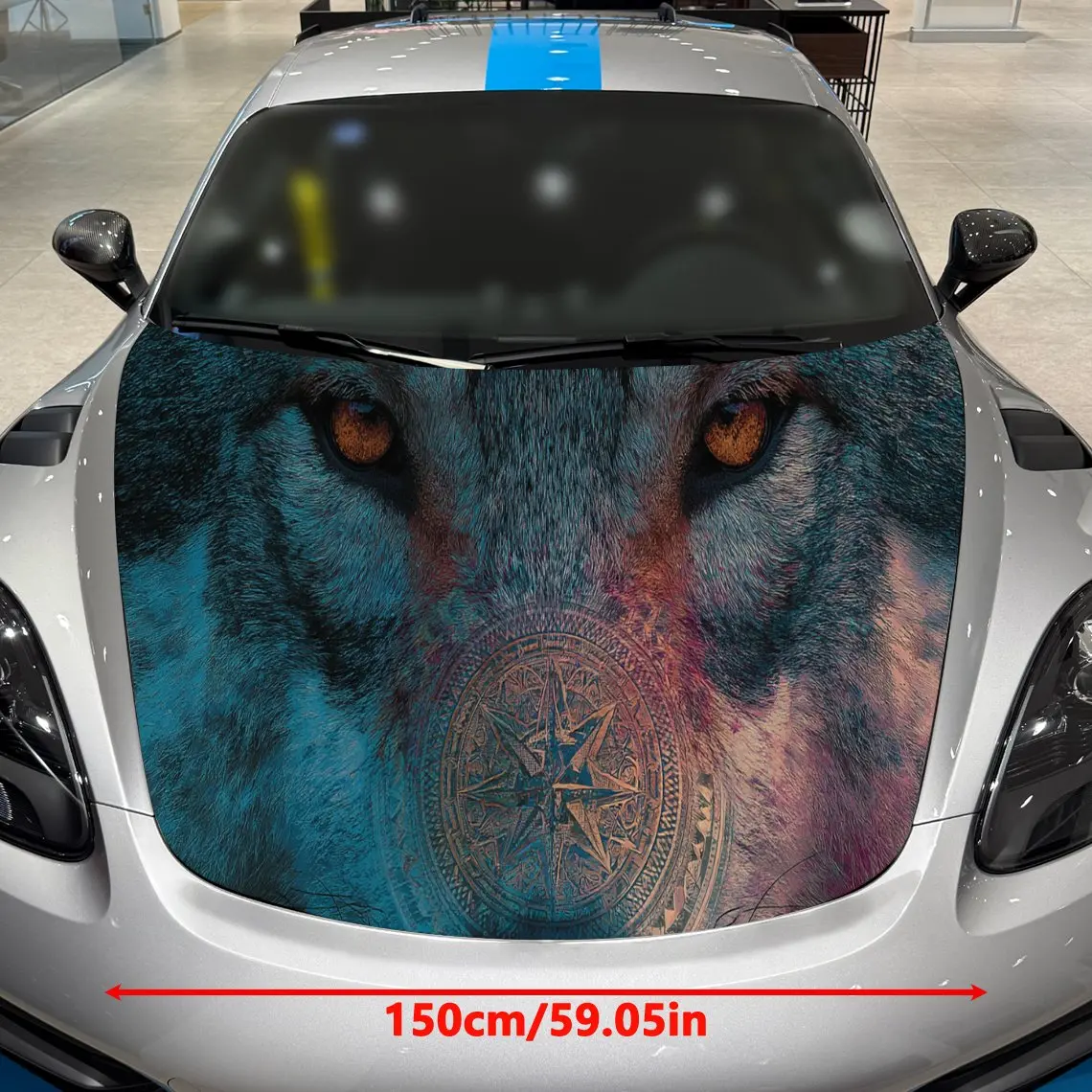 Cool Magic Circle and Wolf Car Cover Sticker, Auto Hood Decal, Car Exterior Scratch Resistant Decal, Trendy Gift for Car Lovers,