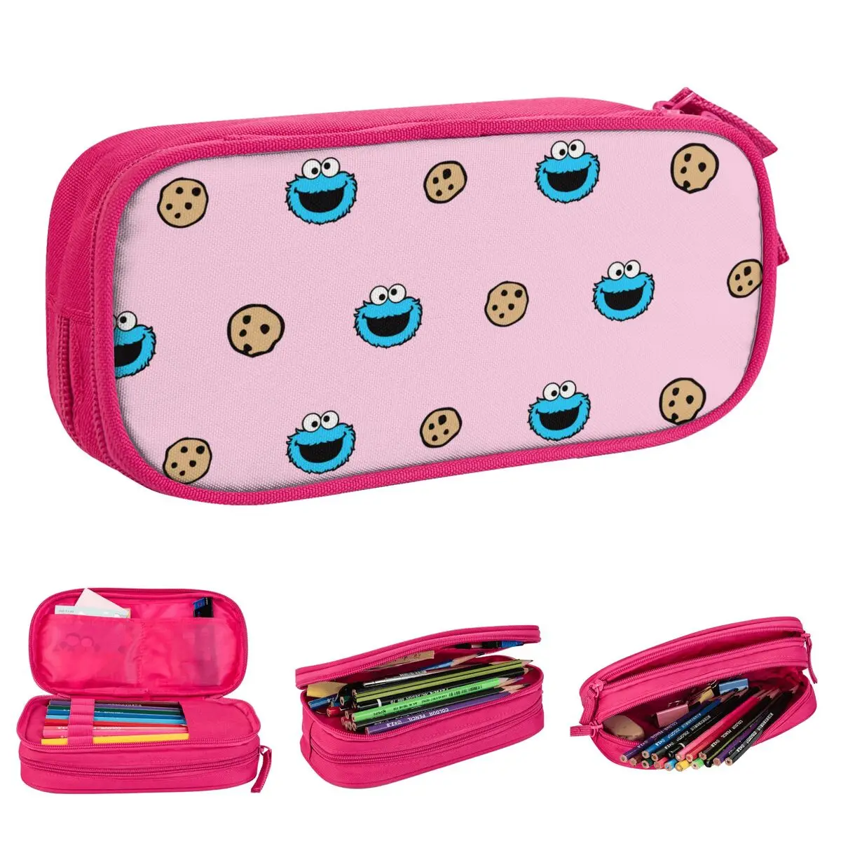 Sesamed Sweet Streets Pencil Cases Lovely Cartoon Pen Holder Bag Kids Large Storage Students School Zipper Pencil Box