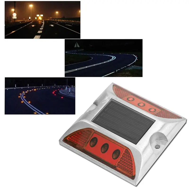 ABRN-Portable Solar Road Nail Lights, Cast Aluminum Highway Garden Ground Lighting System Blue