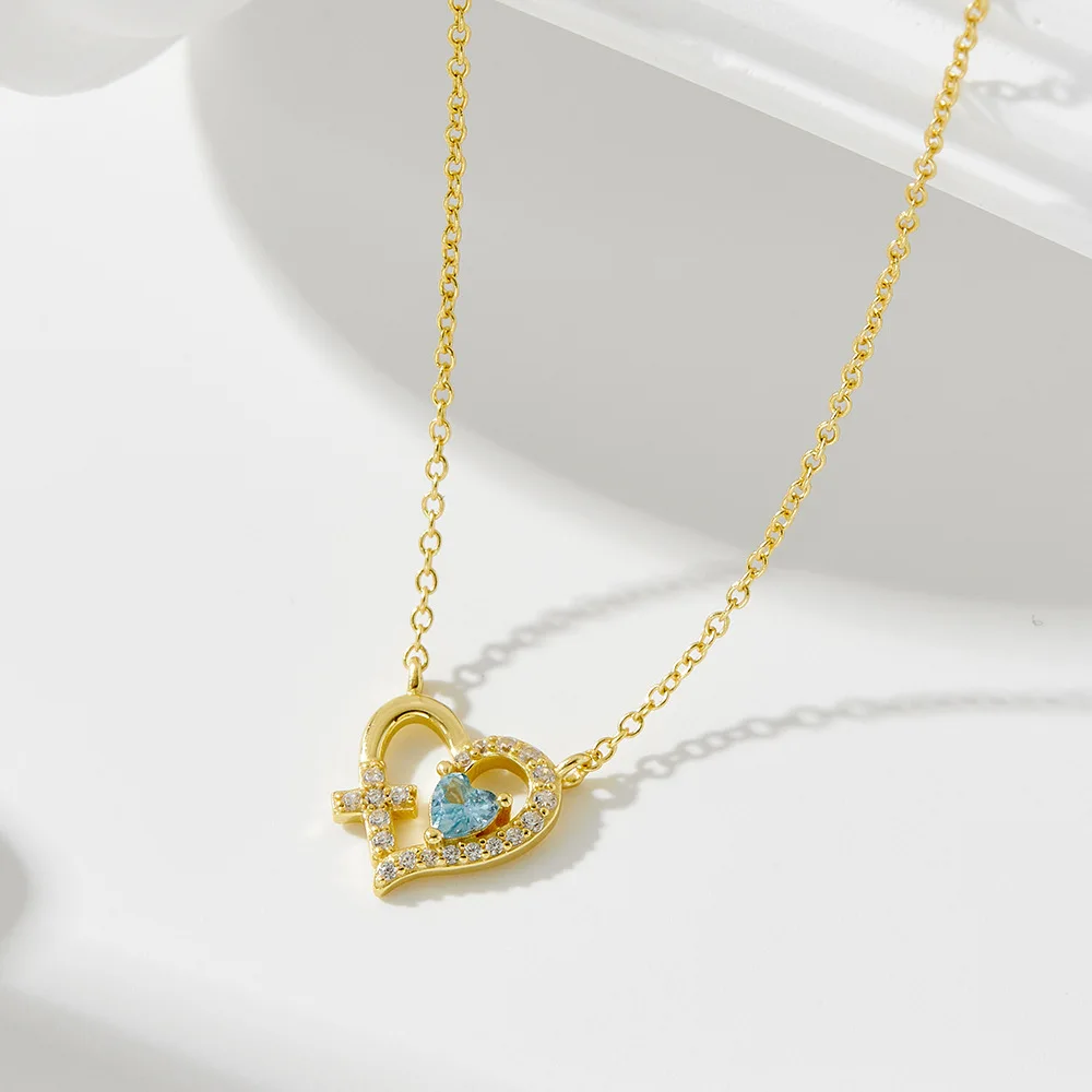 

Withered S925 Pure Silver Hollow Necklace Women's Diamond Heart Pendant Collarbone Chain