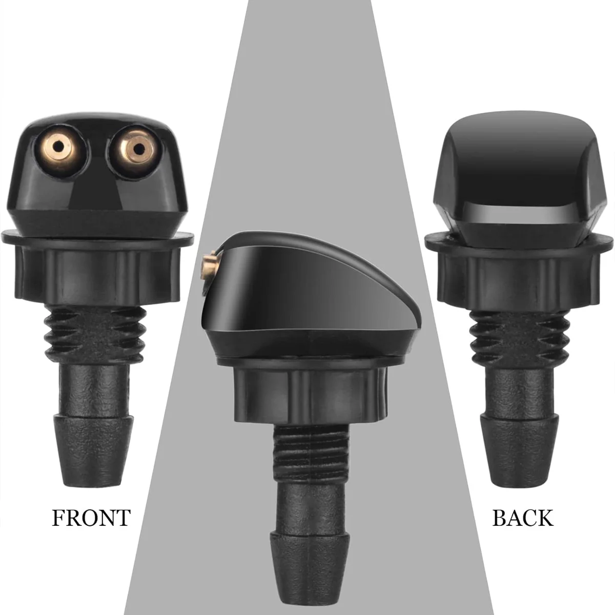A Pair Front Windshield Washer Nozzle Black Car Wiper Spray Cleaning Nozzle Compatible With Most Car Dual Hole Wiper Nozzles