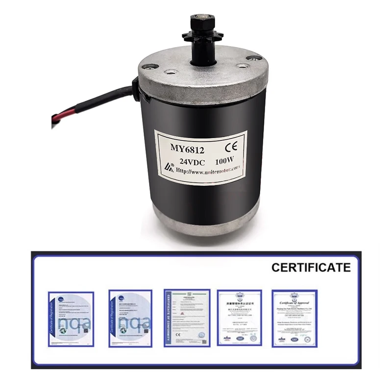 Motor Skuter Listrik Motor PM Disikat Motor PMDC Torsi Tinggi untuk Skuter 12V 24V Motor Magnet Permanen 100W 120W 150W