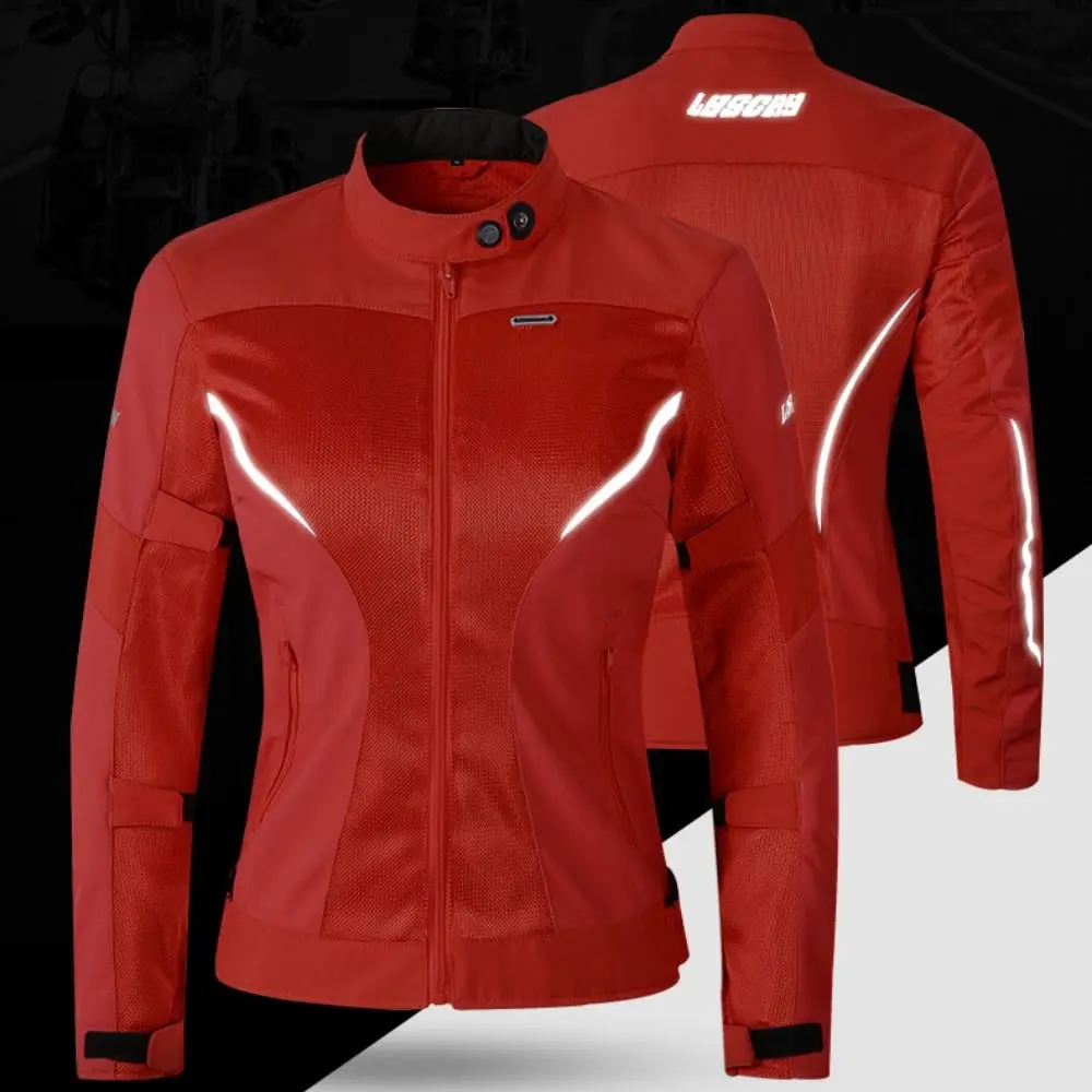 CE1/2 Level Protective Women Motorcycle Jacket Breathable Mesh with Reflective Strip Women Riding Top Wear-resistant