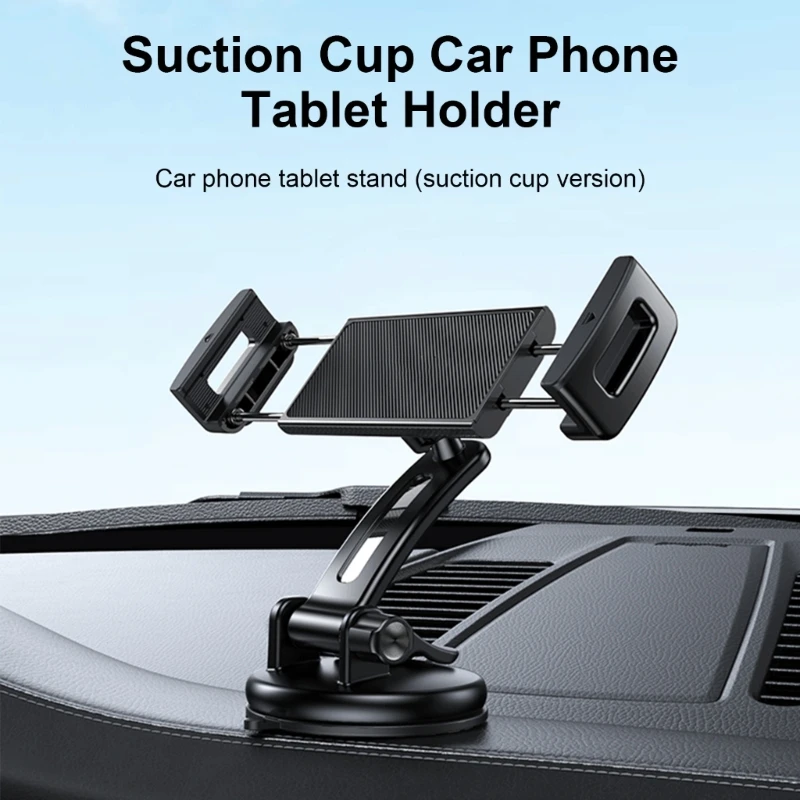 Car Dashboard Tablet Mount Holder Rotatable Suction Cup with Large Clamp Dashboard Phone Stand for 4.7-12inch Tablets Phone