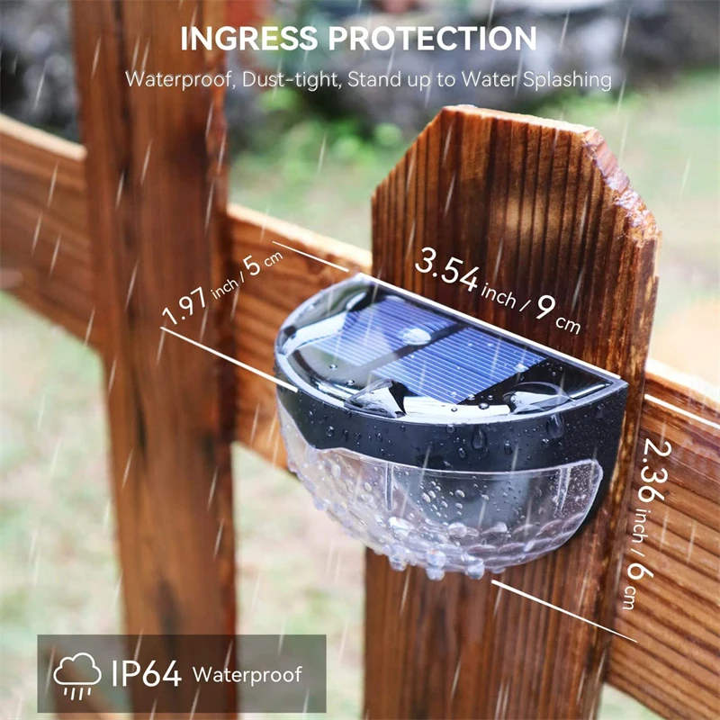 4Pcs Solar Fence Light Control Induction Energy Saving Waterproof Wall Light Courtyard Garden Decoration Solar Light Outdoors