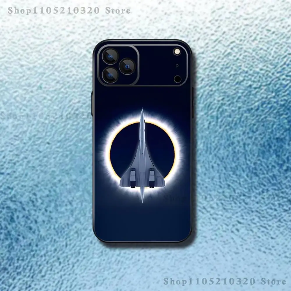 Concorde Air France Handyhülle für iPhone 17,16,15,14,13,12,11, Pro Max, XS, X, XR, SE, Mini, 8,7, weiche Silikonhülle in Schwarz