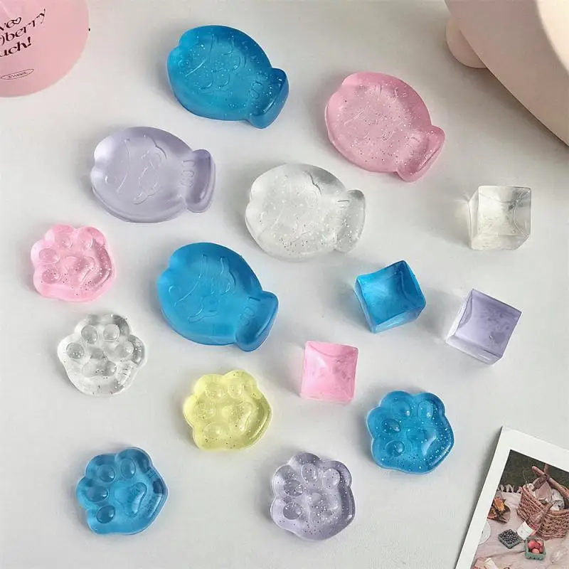 New Fidget Toys Mini Squishy Toys Mochi Ice Block Anti-Stress Ball Kawaii trasparente Cat Paw Fish antistress Squeeze Toys