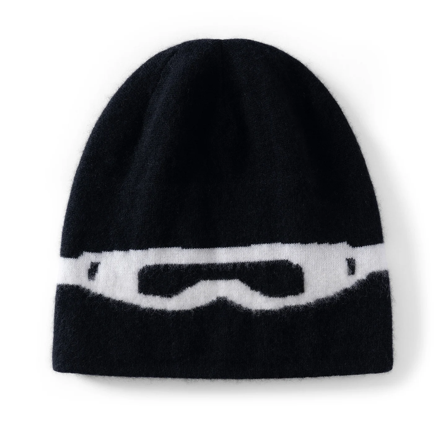 KOIJINSKY 35% Cashmere Knit Beanie Creative Goggle Pattern Jacquard Soft Warm Straight Cut Winter Hat Casual Street Style for Wo