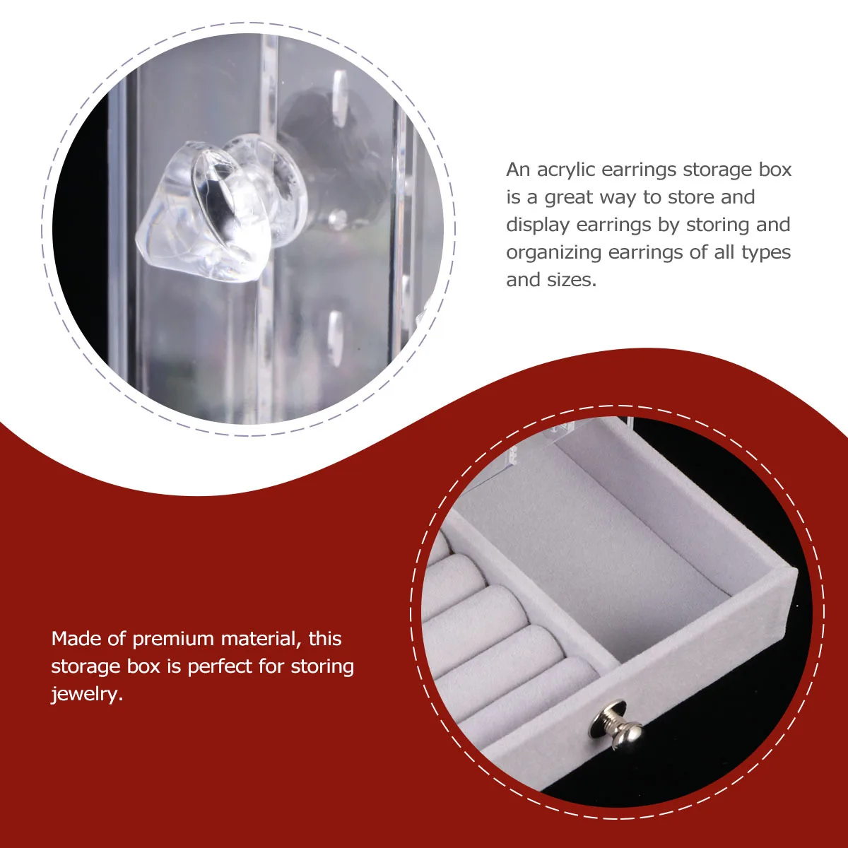 

1 шт., акриловая коробка для хранения сережек, прозрачный чехол для ювелирных изделий, органайзер, компактный портативный держатель для ювелирных изделий, коробка для хранения сережек
