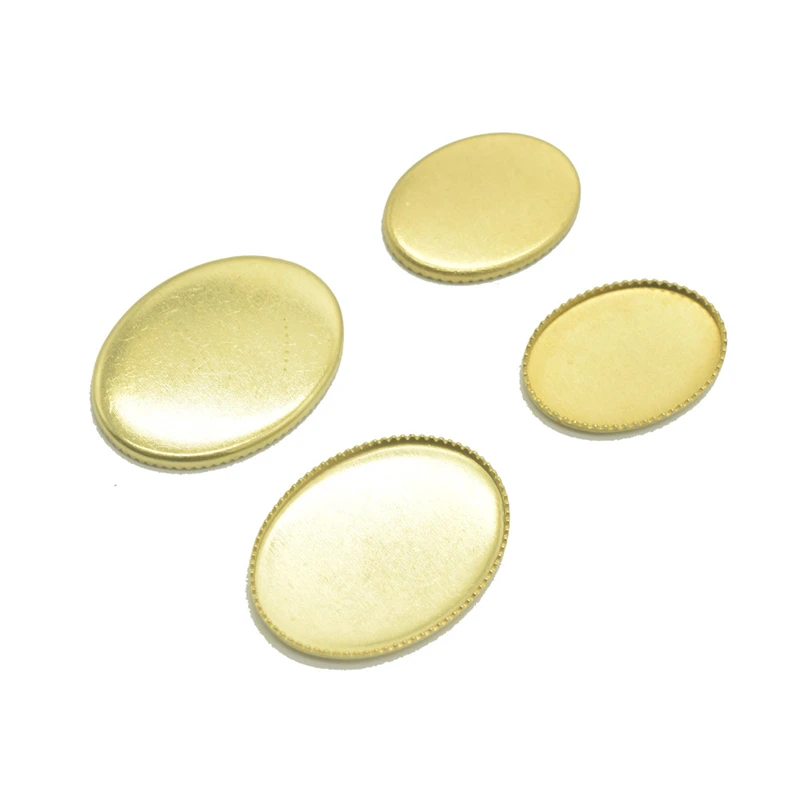 BoYuTe (100 Pieces/Lot) 13*18mm 18*25mm Oval Cabochon Base Brass Material Diy Blank Tray Base for Jewelry Making