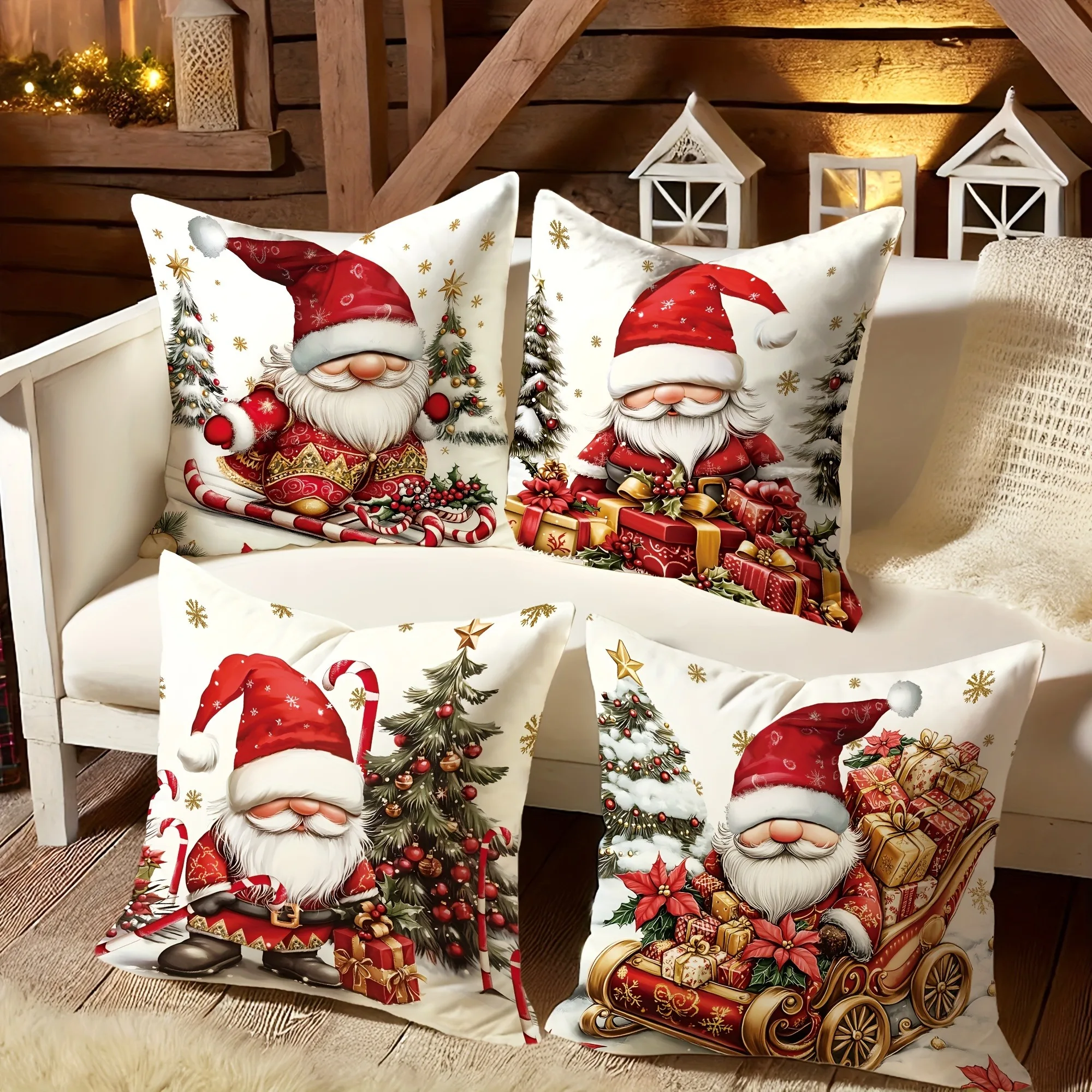 

Festive Santa Claus Christmas Pillowcases: Cheerful Decor for Your Holiday Home sofas, bedroom pillow covers, holiday gifts