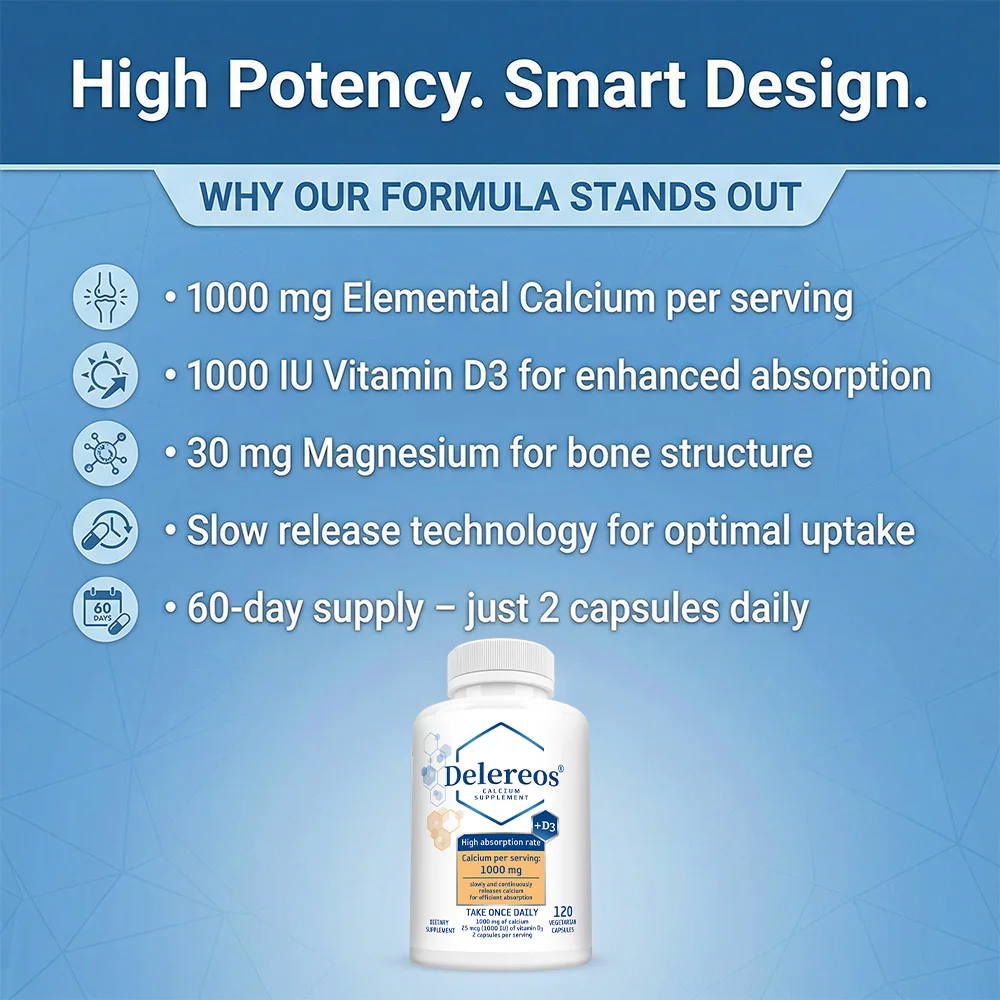 Calcium 1000MG with Magnesium Sodium Vitamin D Capsules, Supports Bone, Teeth, Muscle, Nervous & Immune Wellness, Non-GMO