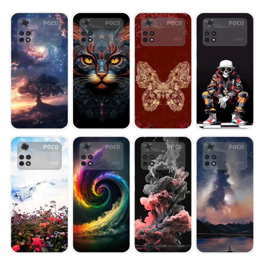 For Xiaomi Poco M4 Pro 4G Case Colorful Painted Cover Soft Silicone Case For Xiaomi Poco M4 Pro 5G PocoM4 Pro Fundas Capa Bumper