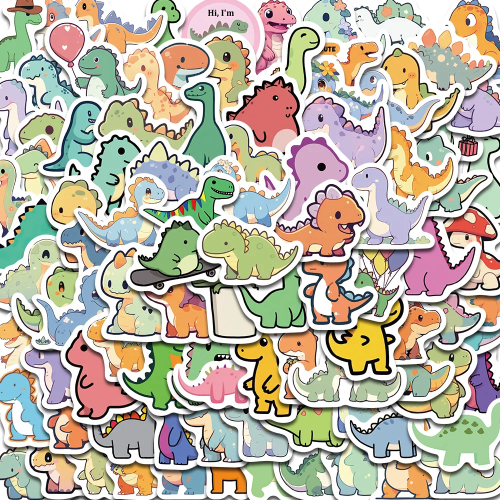 100 sztuk Cute Cartoon z krótkimi nogami dinozaur naklejka Harajuku walizka strona główna dekorowana album do scrapbookingu DIY kawa pcv klasyczna naklejka