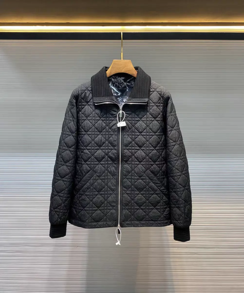 

Men's Cotton Jaet Collar up Knitted Fabric Windproof Waterproof Twill Pattern Stitched Autumn Winter Faion Outerwear