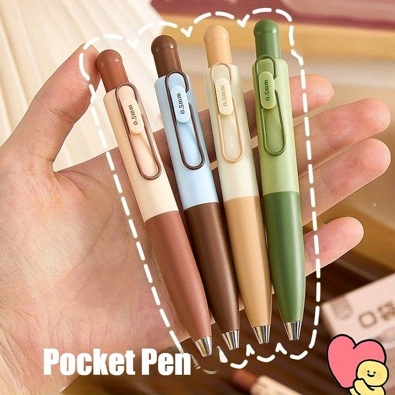 

Набор из 4 гелевых ручек с карманными щелчками, чернила диаметром 0,5 мм, гладкое и быстросохнущее письмо, компактные и стильные, идеально подходят для студентов, «Снова в школу и справа»