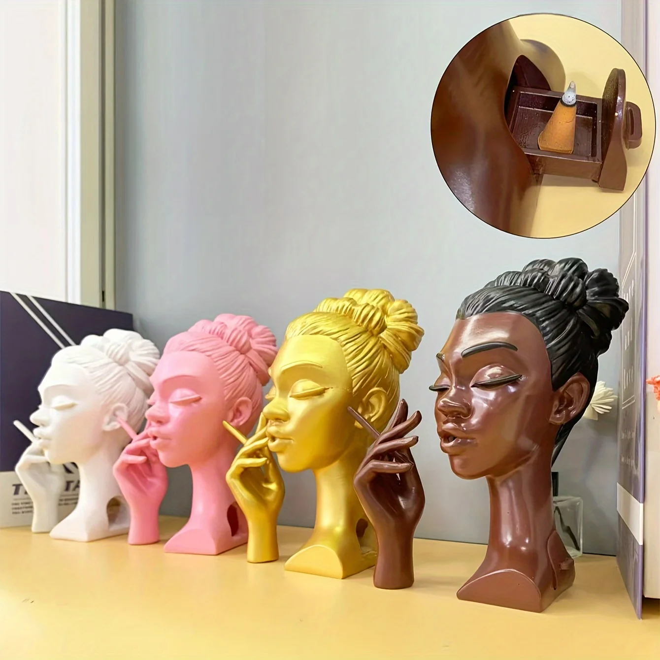 1 Elegant Resin Sculpture Aroma Diffuser for Women - Multicolor Artistic Design, Indoor Decor, Perfect Sleep Companion