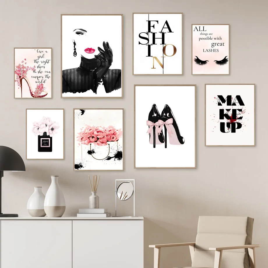 

Paris Fashion Woman Perfume Bag High Heels Wall Art Canvas Painting Posters And Prints Wall Picture For Living Room Home Decor