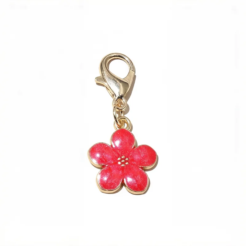 10pcs Lobster Clasp with Enamel Flower Charms