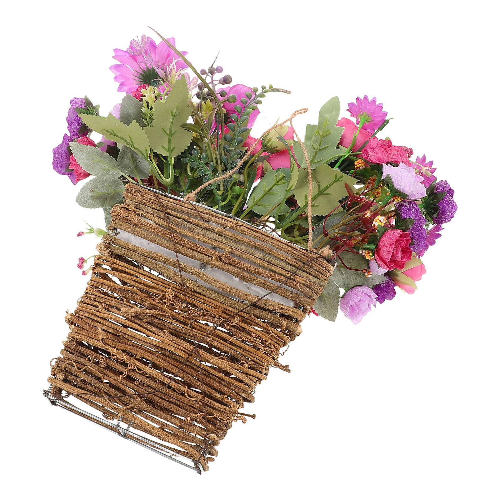 

Wall Hanging Flower Basket Artificial Plants Purple Decor Home Ornament Wedding Spring Wreath Front Door Hanging Flowers Fade