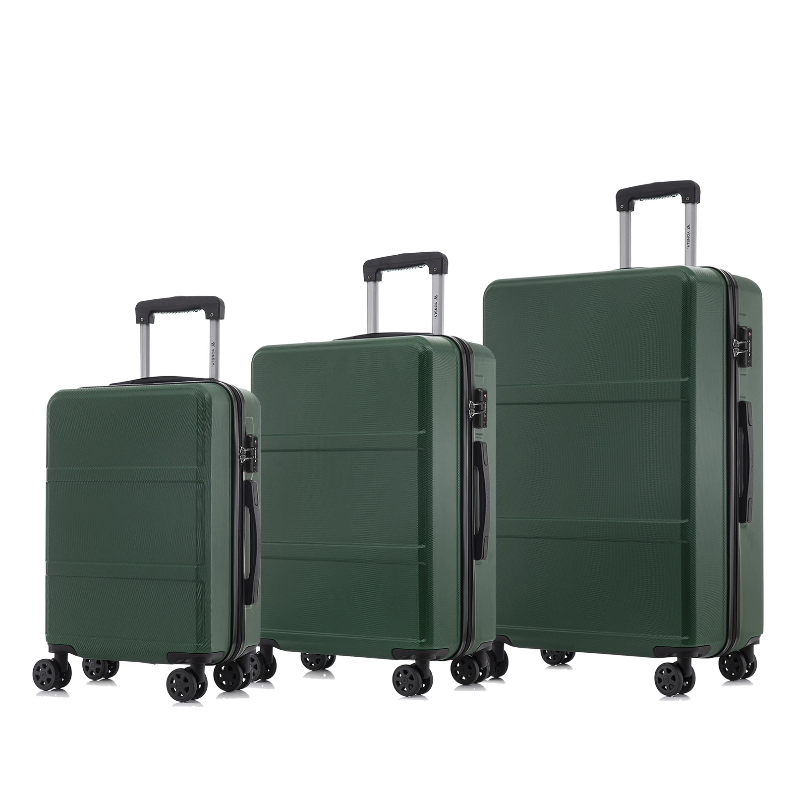 YONSLY Koffer Set 3 Teilig 20/24/28 Zoll Handgepäck mit TSA-Schloss YKK-Reißverschluss 4 Leise 360° Spinner Rollen Netztasche Hartschalen Trolley für Geschäftsreisen Familienurlaub Kurzausflug
