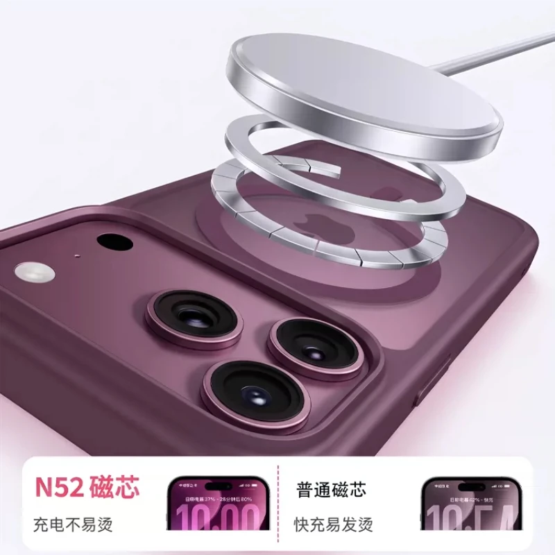 Magnetyczne etui do iPhone 18 Pro Max 17 Pro kompatybilne z MagSafe, matowe, przezroczyste, z ochroną kamery AI, metalową obudową i niezależnymi przyciskami. — zdjęcie produktu 3
