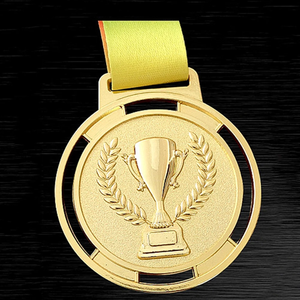 1-5PCSSport Competition Prize Ribbon Strap Torch Medal Souvenir Zinc Alloy Sport Match Competition Prize with Ribbon Strap