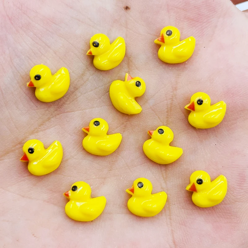 50 Pcs New Cute Mini Kawaii Cartoon Duckling Resin Figurine Crafts Flatback Cabochon Ornament Jewelry Making Hairwear K35