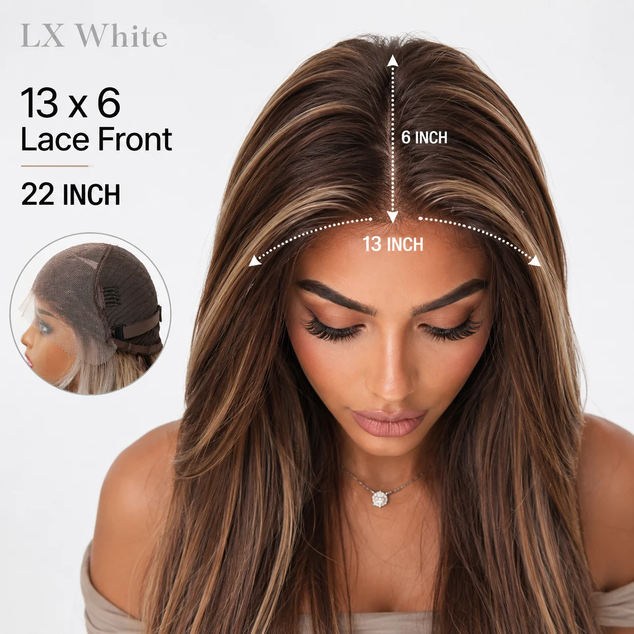 13x6 Lace Frontal Synthetic Wig 22 Inch Long Straight Brown Ash Blonde Highlight Glueless HD Lace Wigs Women Natural Hairline