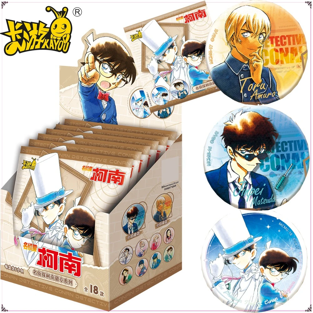 

Genuine KAYOU Detective Conan Round Badge Anime Peripheral Children's Festival Collection Brooches Clothing Accessories Gifts