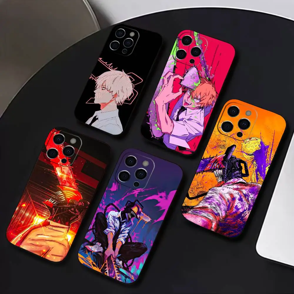 

C-Chainsaw-man Denji Phone Case For iPhone 17,16,15,14,13,12,11 Plus,Pro Max,XS,Soft Silicone Black Cover