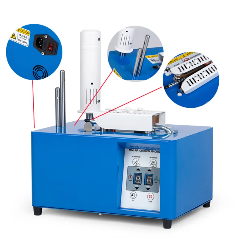 Blue Bubble Bag Machine Air Cushion Film Roll Inflator Automatic Filling Air Pillow Bag Buffer Air Cushion Machine 110V/220V