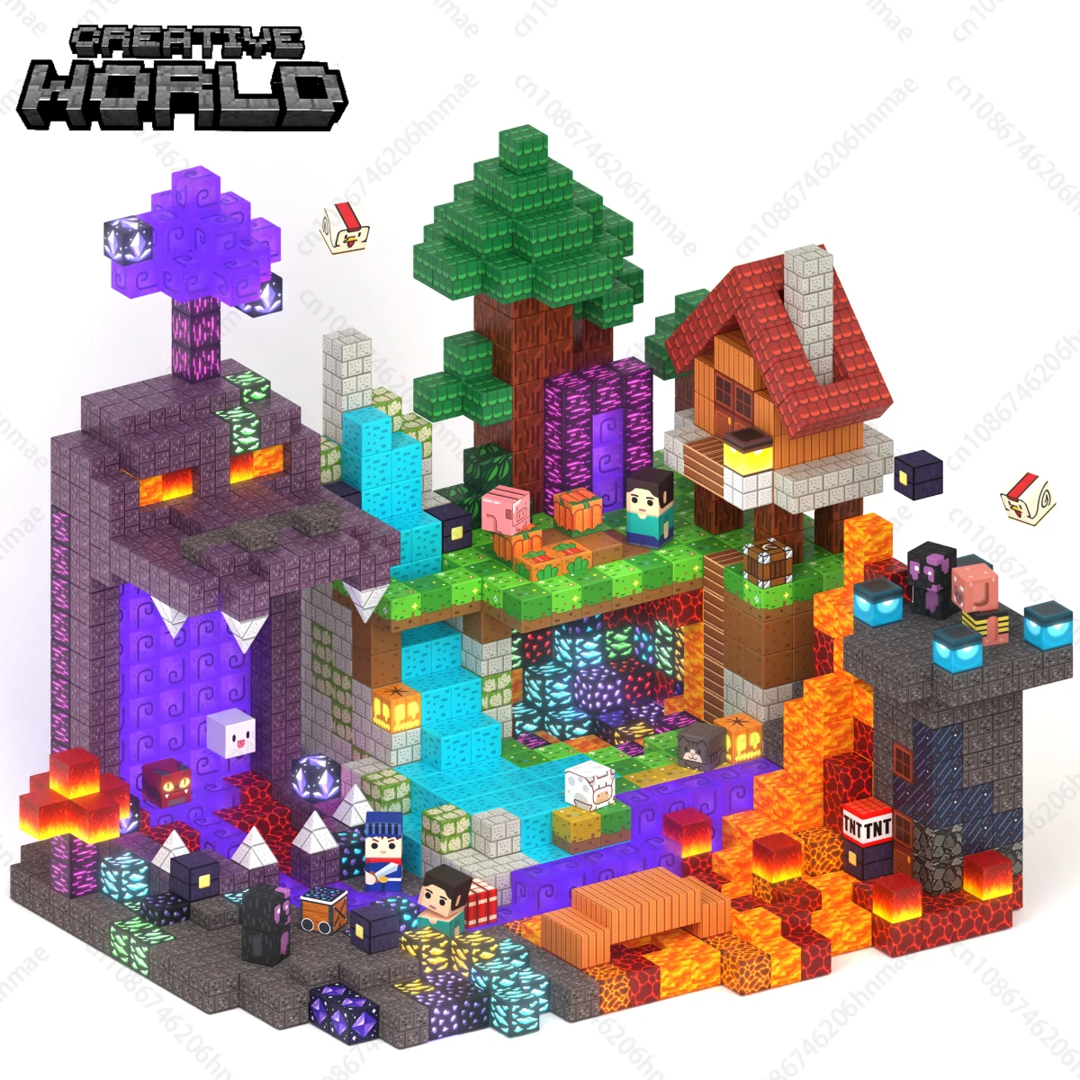 

Magnetic Building Blocks Mine World Magnetic Ender Dragon Head Portal Construction Brick Cube Toy Set Gift for Boy Girl Children