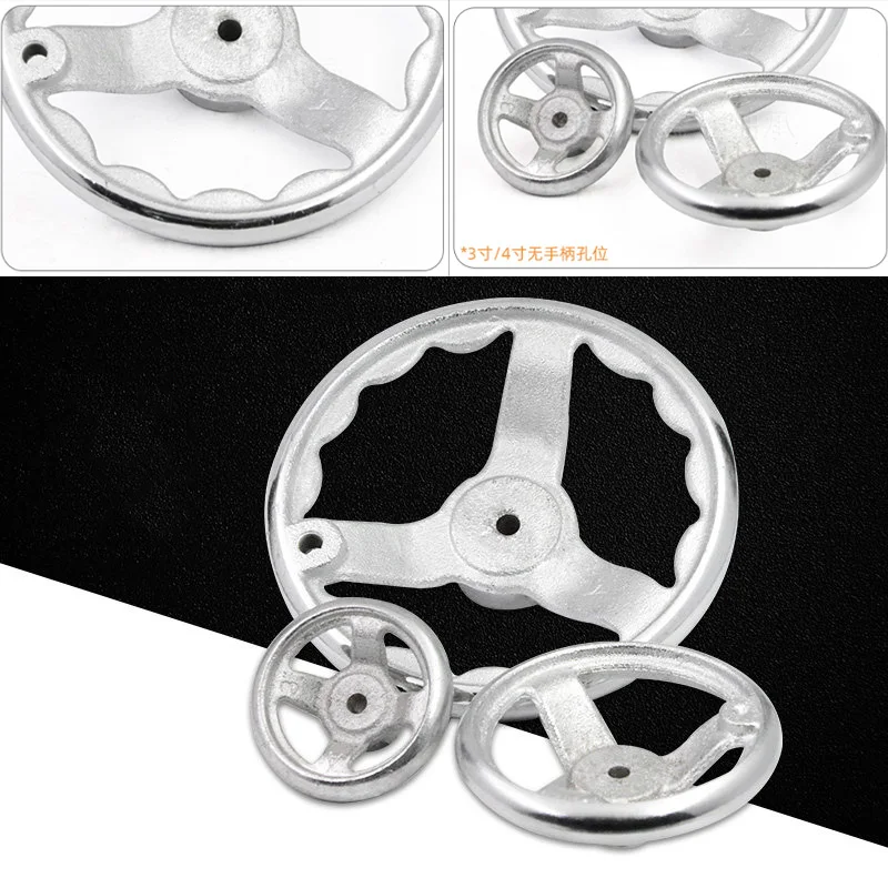 3-6 Inch 68.5/98.5/115.5/146.5mm Cast Iron Chrome Handwheel Round Rim Hand Wheel With Machining Hole For Lathe Milling Machine