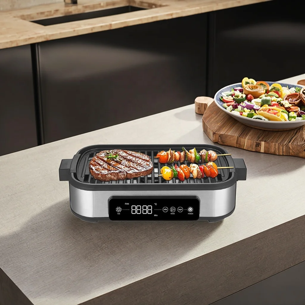 Aluminium Electricity 220V NTC Control Grill Space-Saving Smokeless Grill for Small Kitchen Countertops CE/CB Application