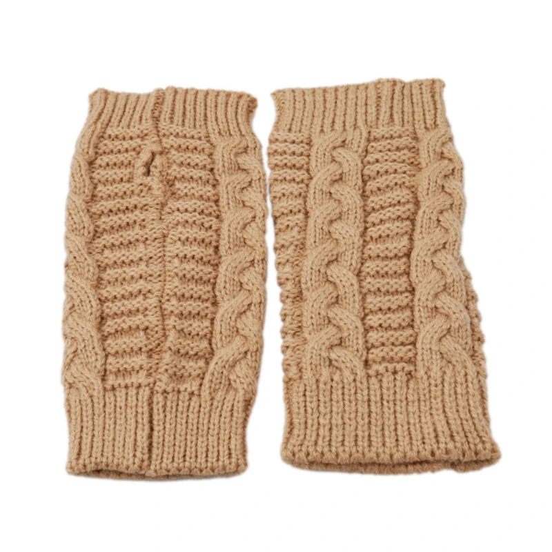 

Women Knitting Gloves Student Autumn Winter Cold-Proof Embroidered Fashion Warm Solid Fingerless Fingerlings Glove Accessory