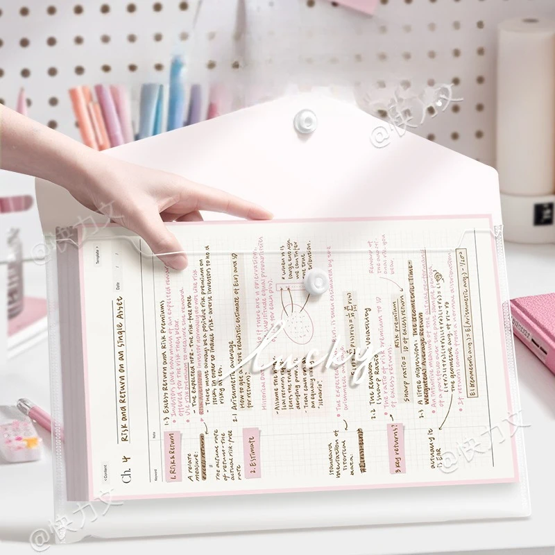 

10pcs/set A4 Clear File Folder Extra Thick Snap Button Document Bag Casual Large Capacity Expandable Pouch for School Office