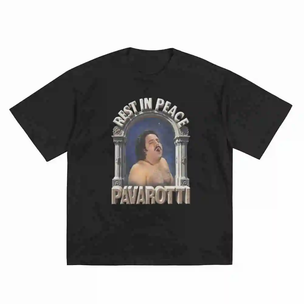 Pavarotti Ron Jeremy Meme Opera Short Sleeve Tee 100% Cotton T-Shirt