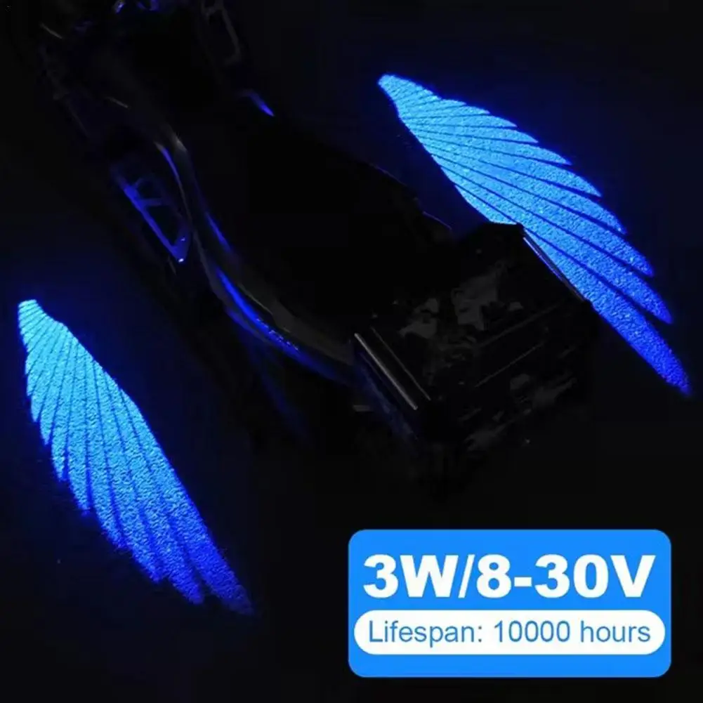 2PCS LED Welcome Light For Motorcycle Angel Wings Projection Lights Motorcycle Modified Decorative Light Wing Laser Lights