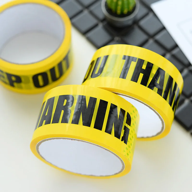 1/Roll 48mmx25m Yellow Warning Tapes Caution Keep Out Sign Barrier Safety Reminder Sticker For Store Warehouse Factory School